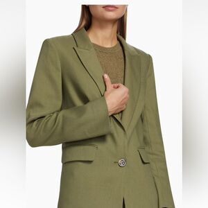 Veronica Beard Sevi Linen-Blend Blazer in Bright Army Size 8 NWT